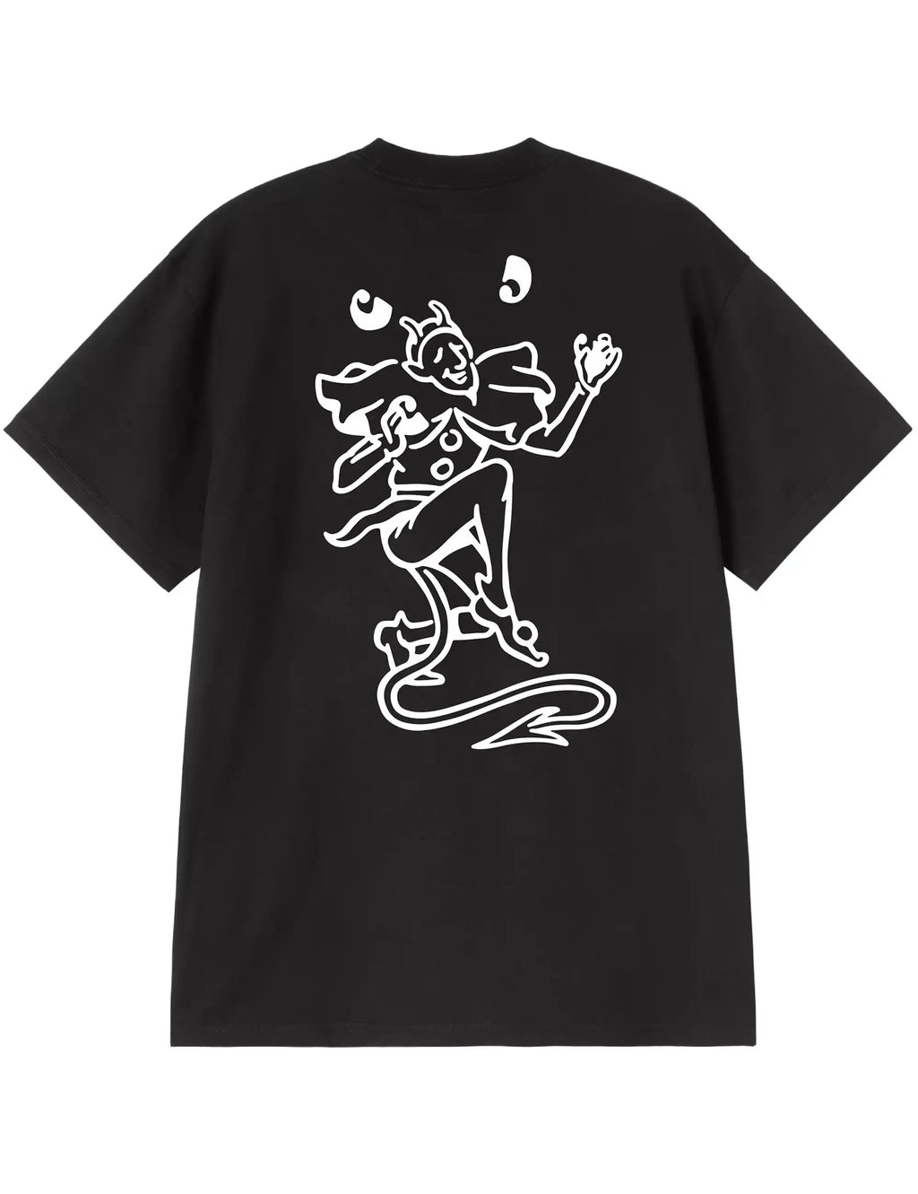 Black T-shirt with large front playing cards dancer graphic print