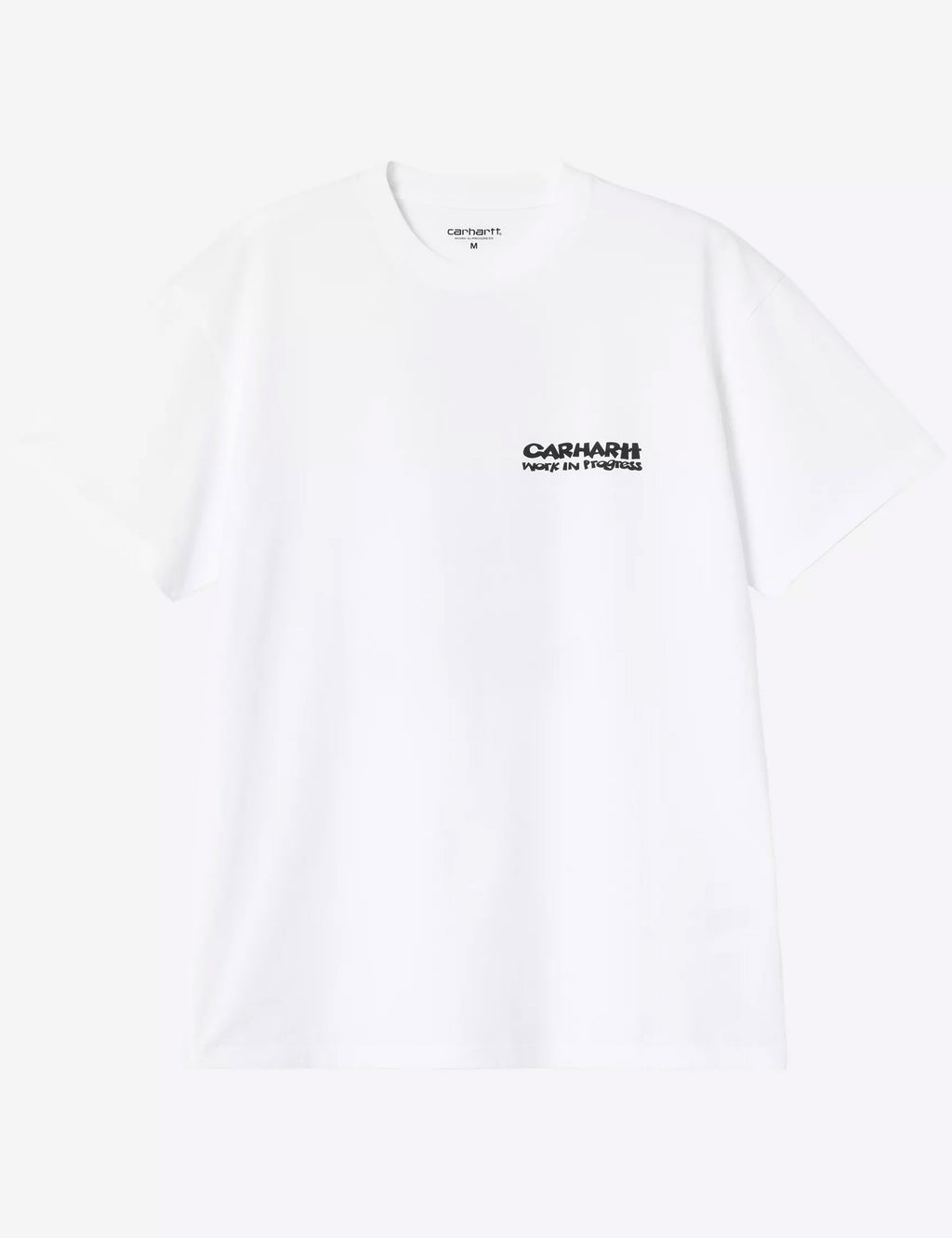 White cubist T-shirt with small chest logo print and crew neckline