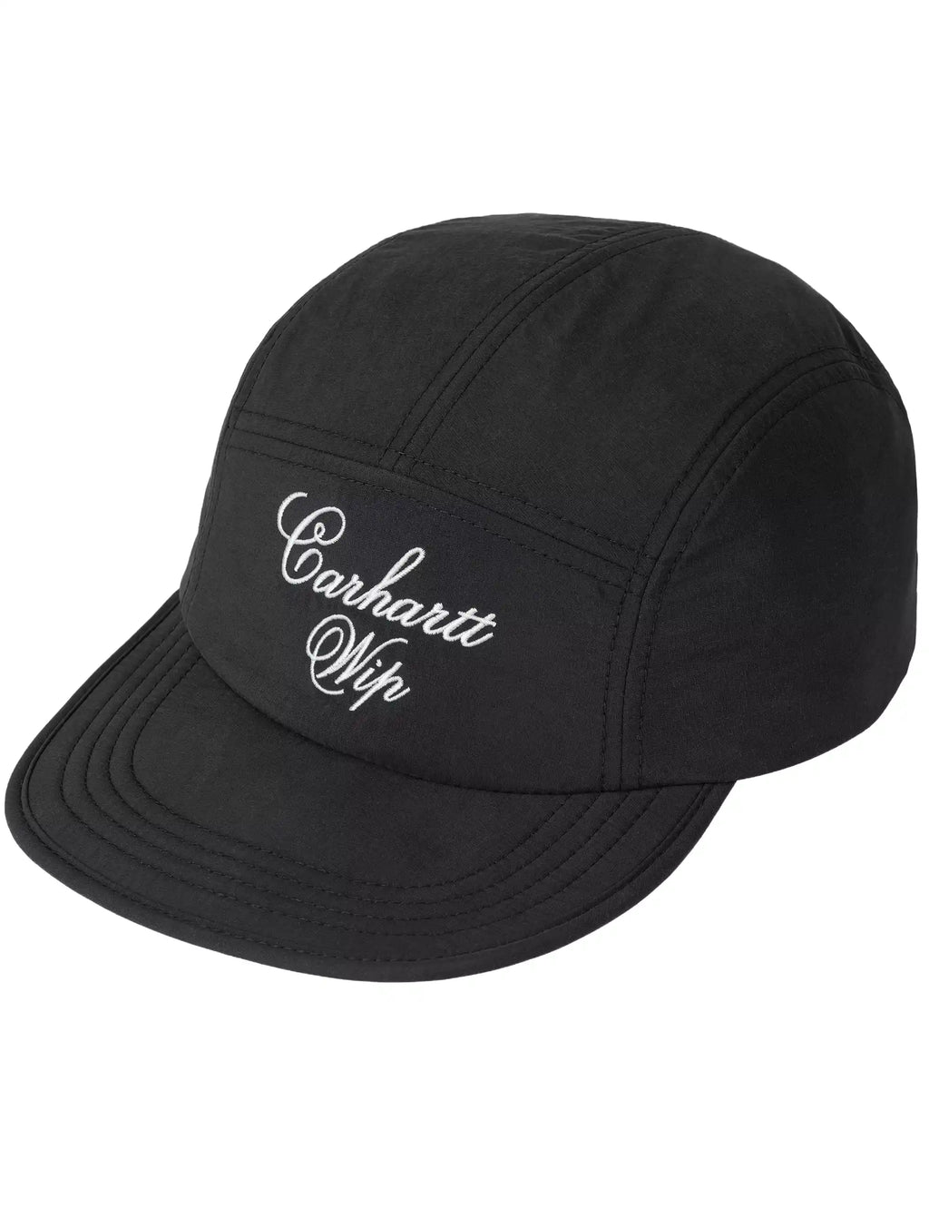 Black six-panel cap with embroidered Carhartt WIP logo on front, curved brim