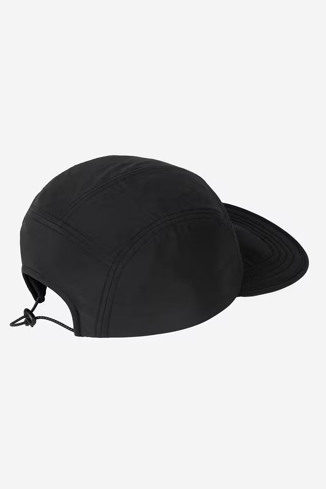 Carhartt WIP Travon cap, black fabric with side drawstring and curved brim