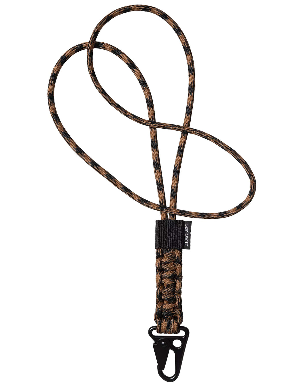 Braided rope keychain with looped lanyard and black carabiner clip