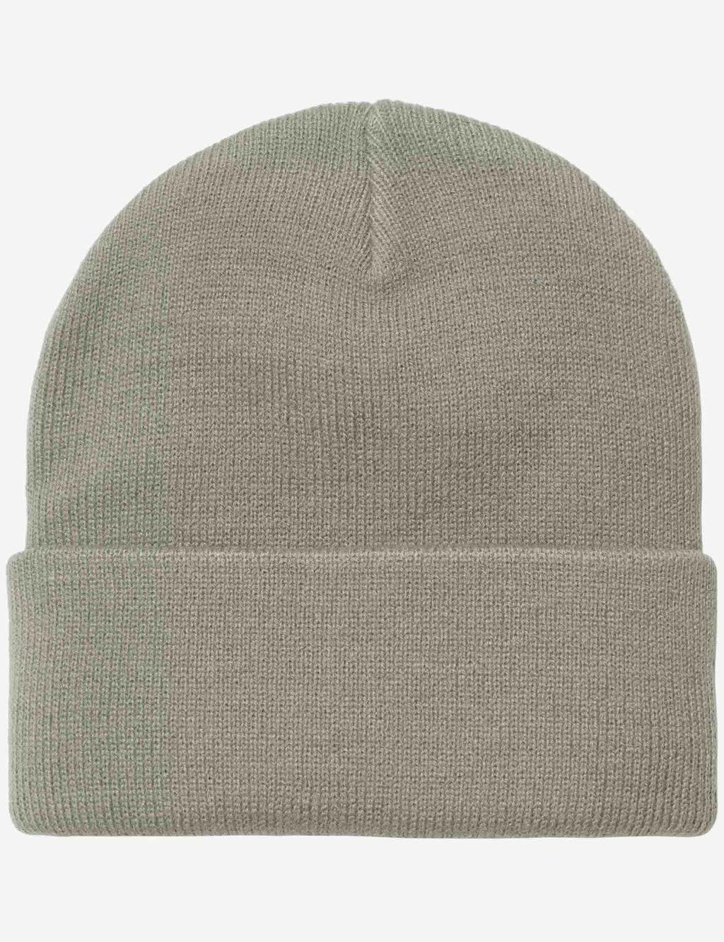Fold-over watch cap in dark green knit with center seam