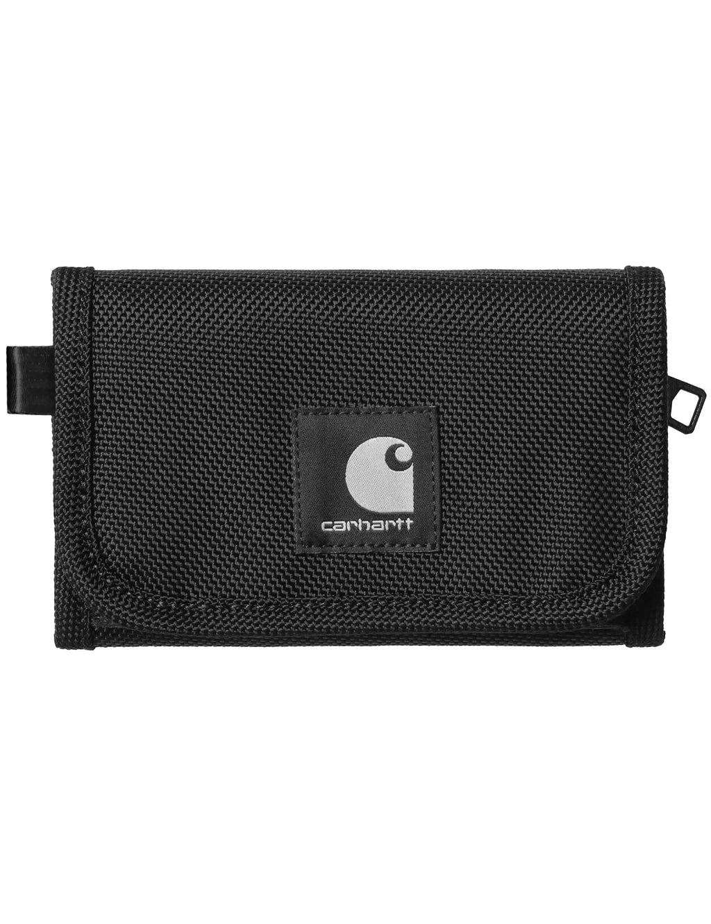 Black Carhartt WIP Richmond wallet with front flap and Carhartt logo patch