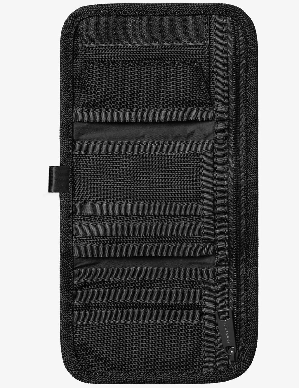 Black Richmond wallet interior with multi-slot pockets and zip compartment