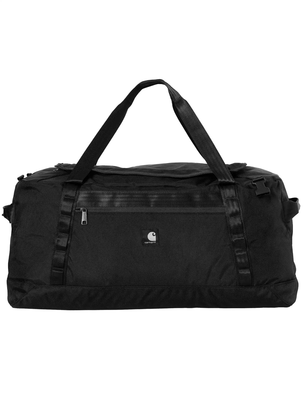 Black Carhartt WIP large duffle bag with top handles and zip front pocket