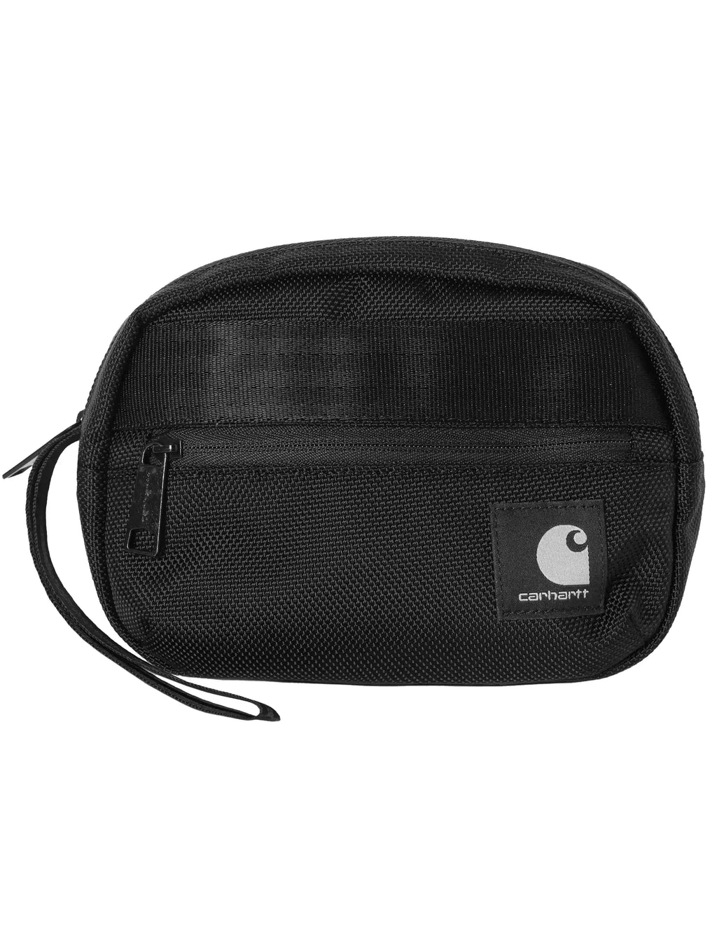 Carhartt WIP black Richmond pouch with top zip and wrist strap, small crossbody bag