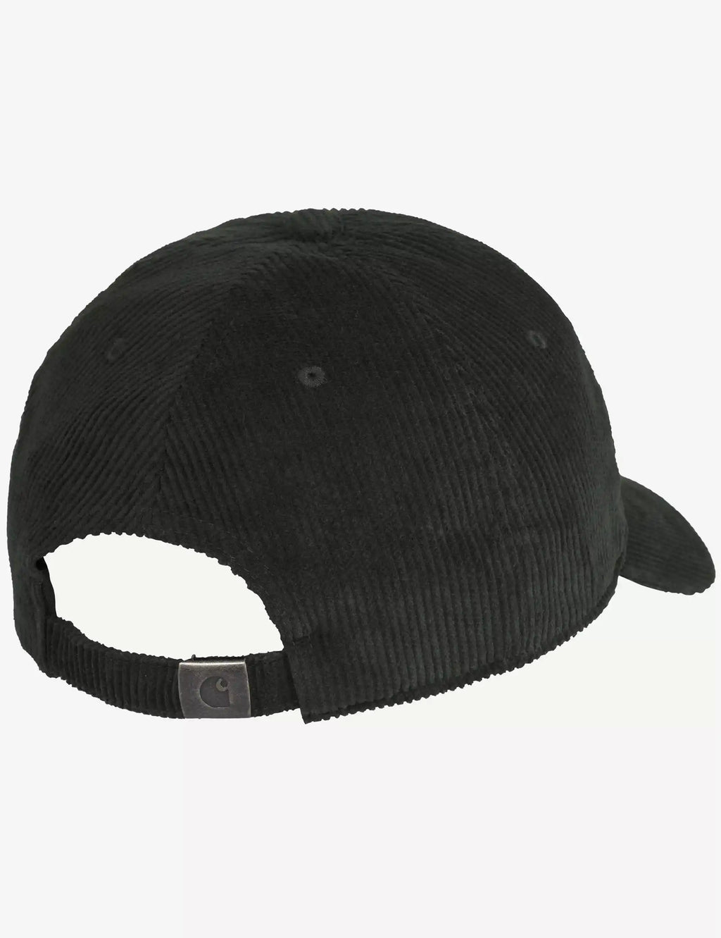 Dark corduroy cap with adjustable back strap and buckle detail