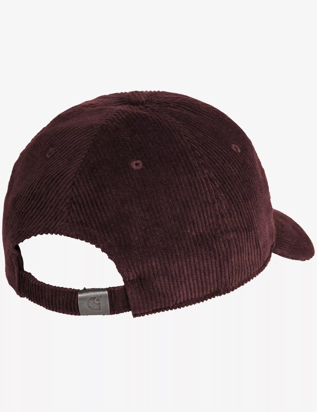 Harlem cord cap in burgundy corduroy with back strap and small logo detail