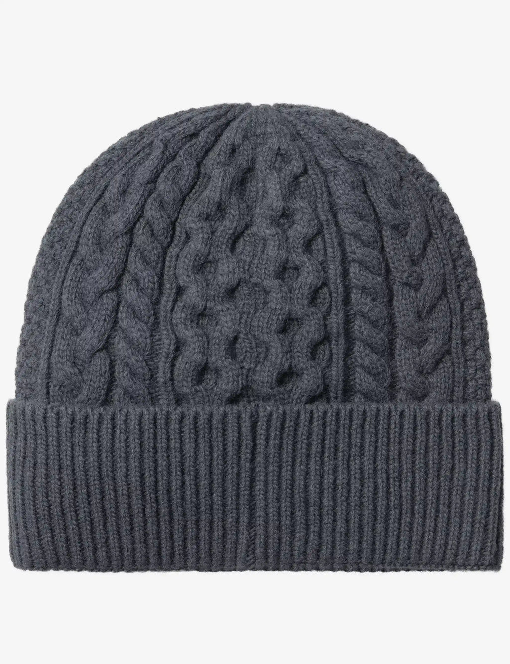 Styx dark gray cable-knit beanie hat with folded ribbed cuff