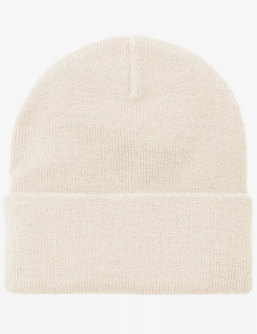 Natural knit beanie hat, smooth crown with folded cuff