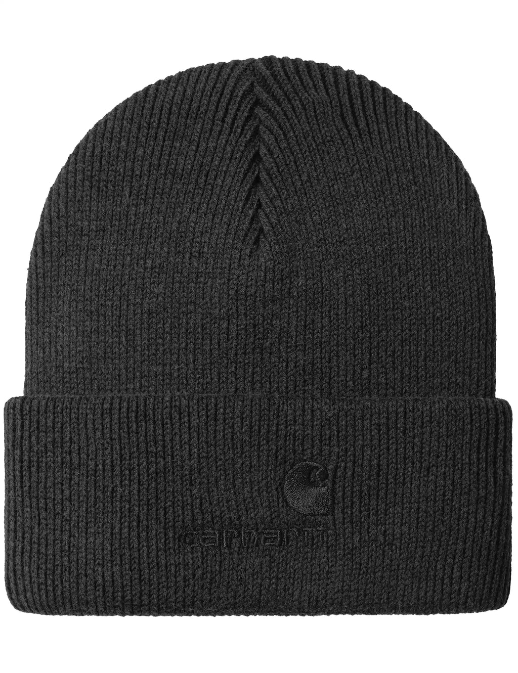 Lambert black beanie hat with thick ribbed cuff and knit texture