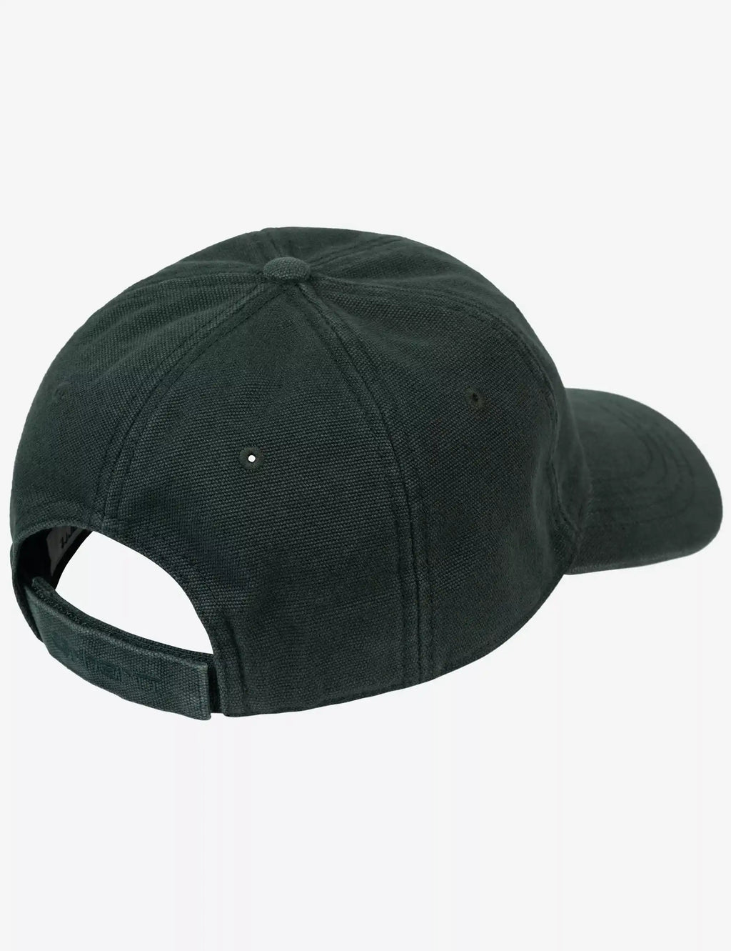 Dark green canvas cap with back strap and adjustable closure