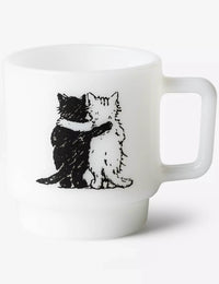 Hugging Cats Glass Mug - White