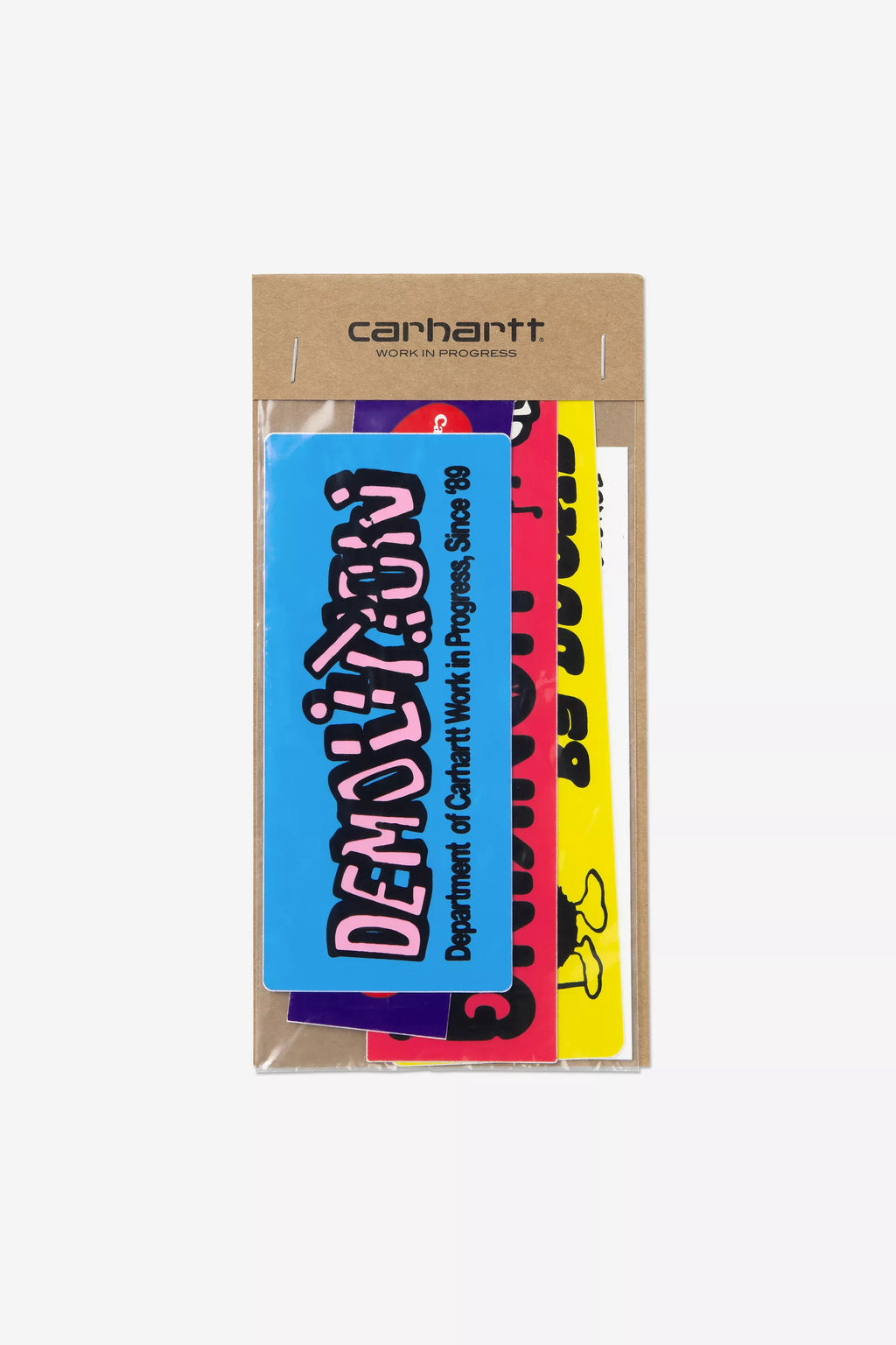 Carhartt WIP multicolor bumper sticker pack in clear plastic pouch