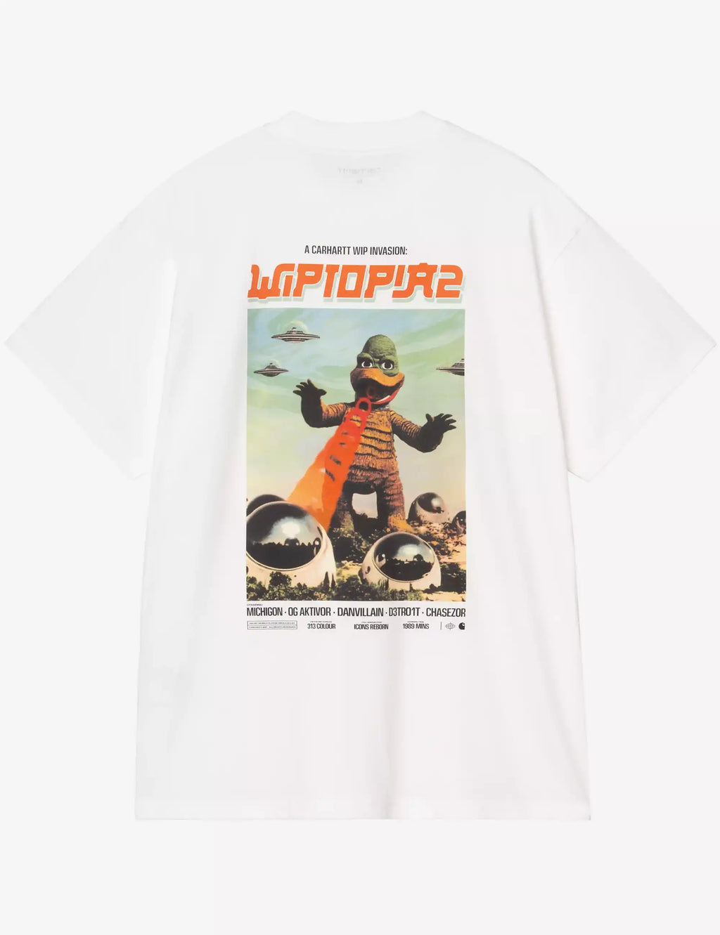 White T-shirt with large orange back graphic illustration