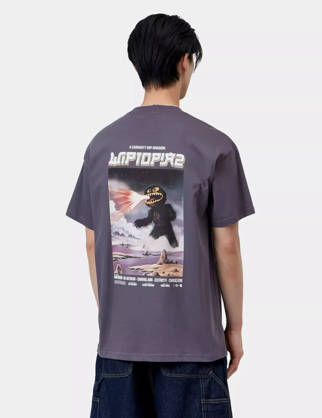 Shady purple crew-neck T-shirt with large back graphic print