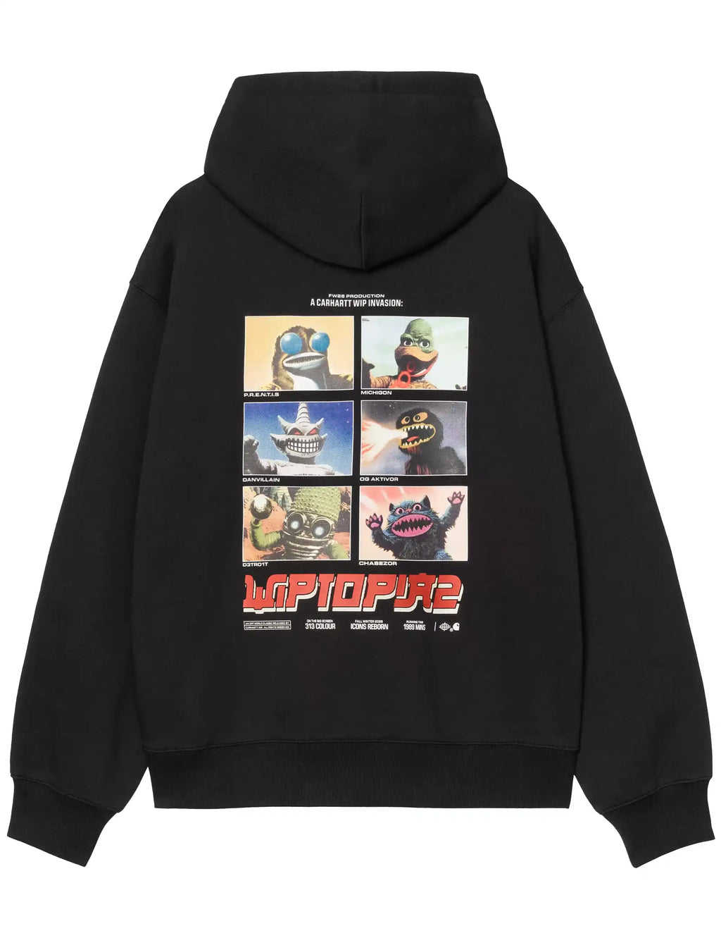 Black hooded sweatshirt with large back graphic panel print and drawstring hood