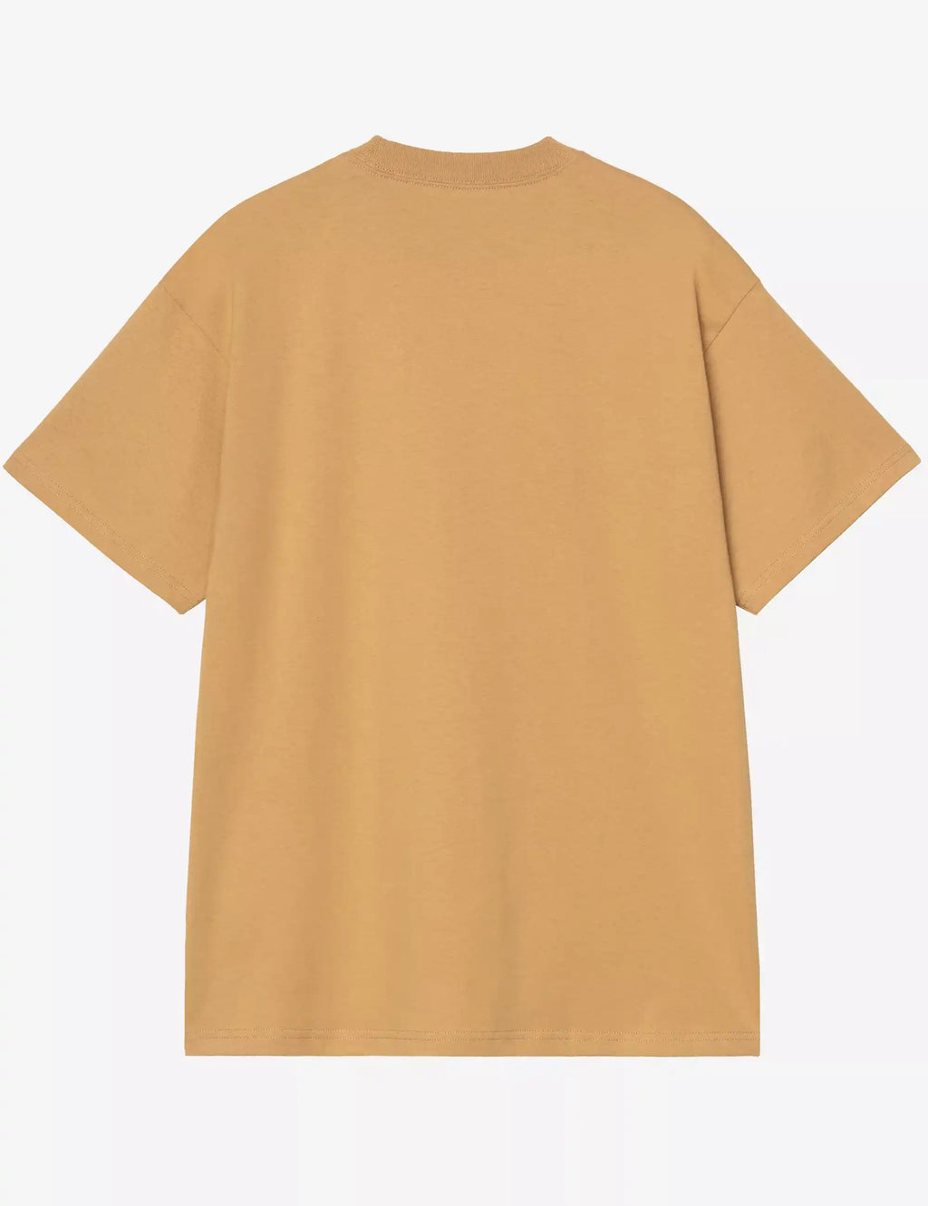 Men's tan crew-neck T-shirt, plain back view