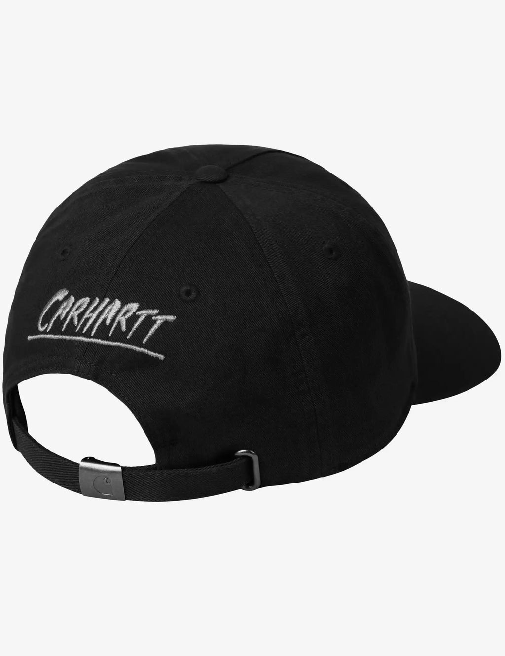 Black baseball cap with Carhartt logo and adjustable back strap