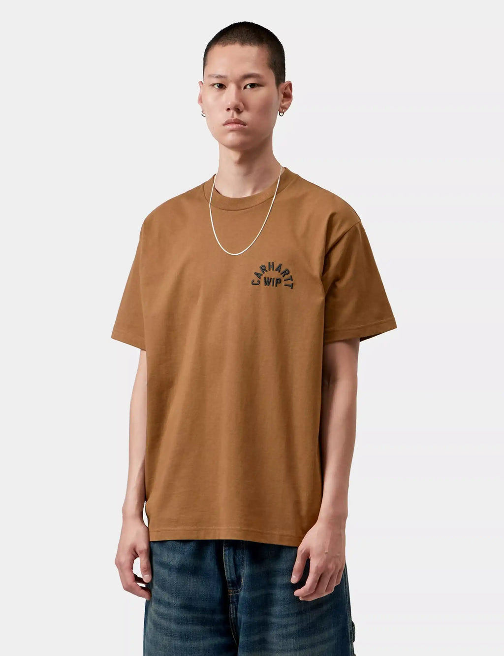 Brown Carhartt WIP script graphic T-shirt with crew neck