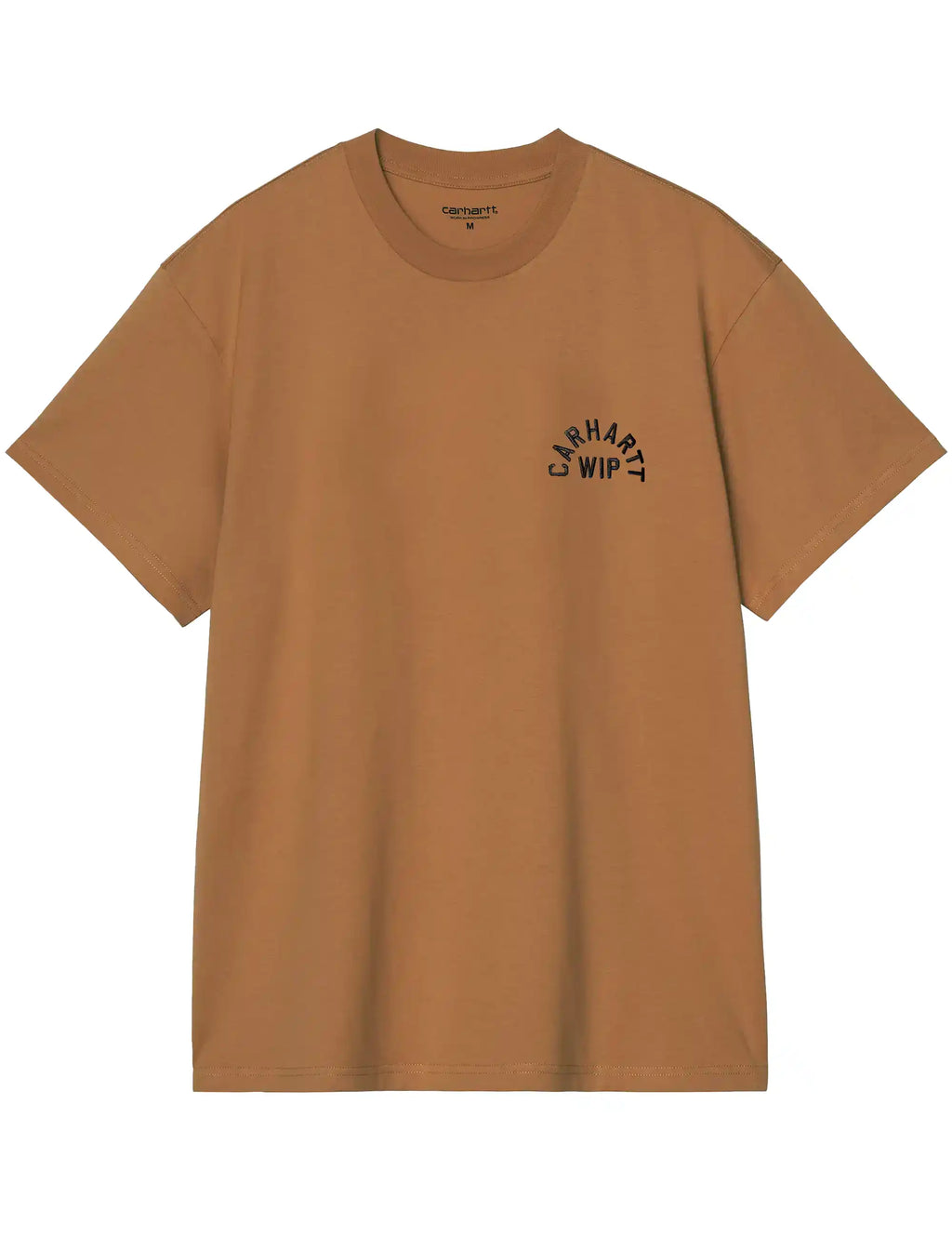 Brown crew-neck t-shirt with arch script logo print