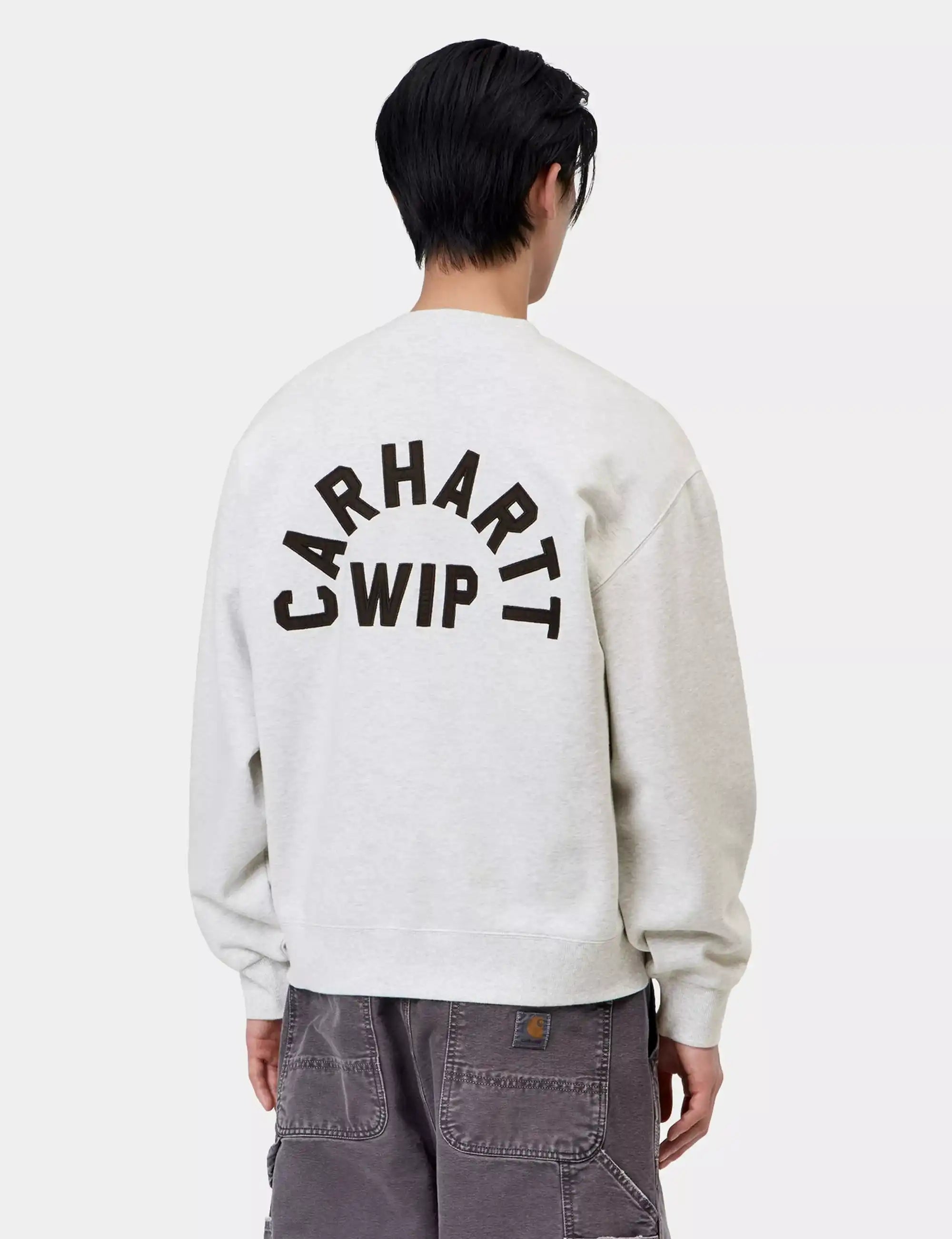 Carhartt WIP Arch Script Crew Sweatshirt - Ash Heather/Dark Navy
