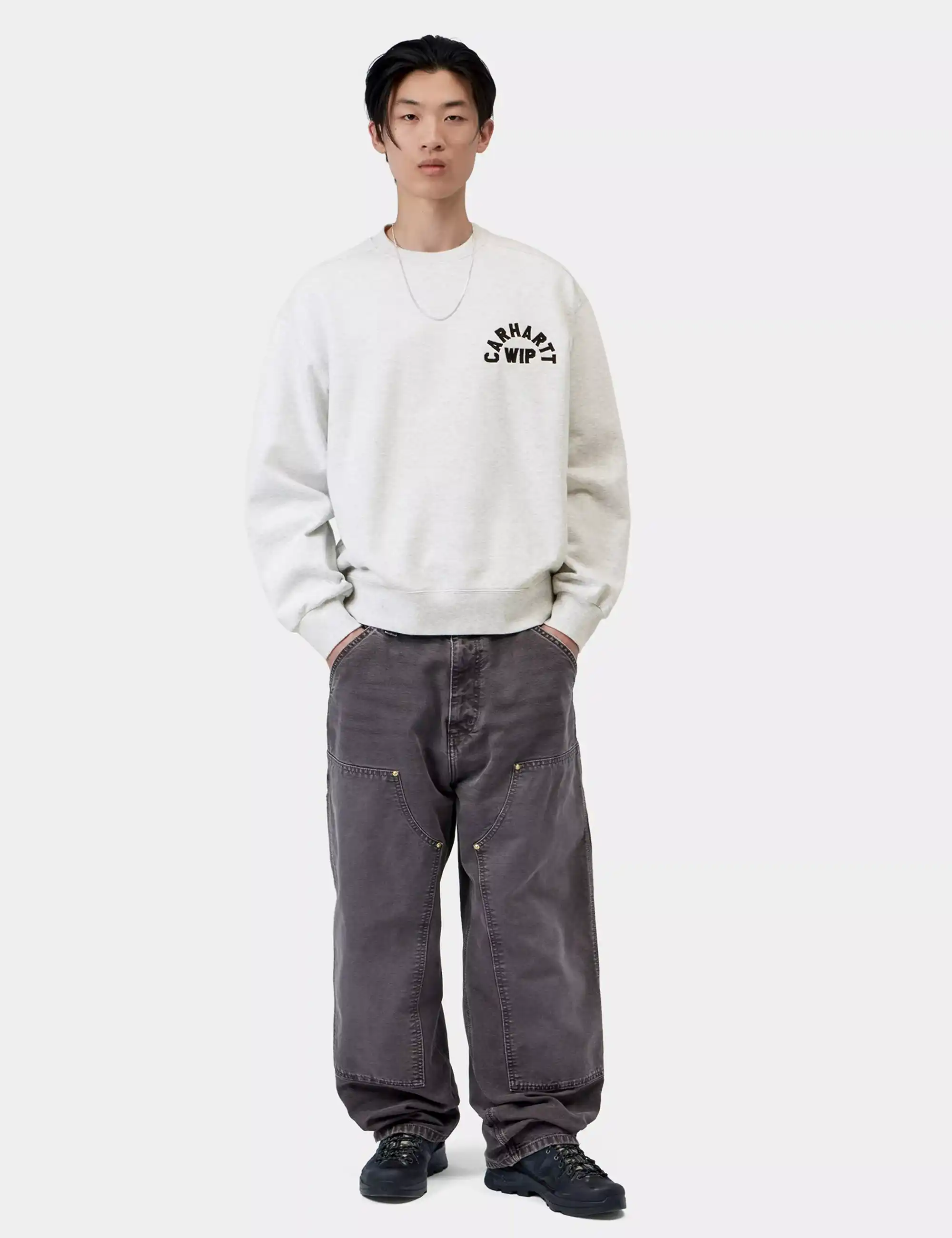Carhartt WIP Arch Script Crew Sweatshirt - Ash Heather/Dark Navy