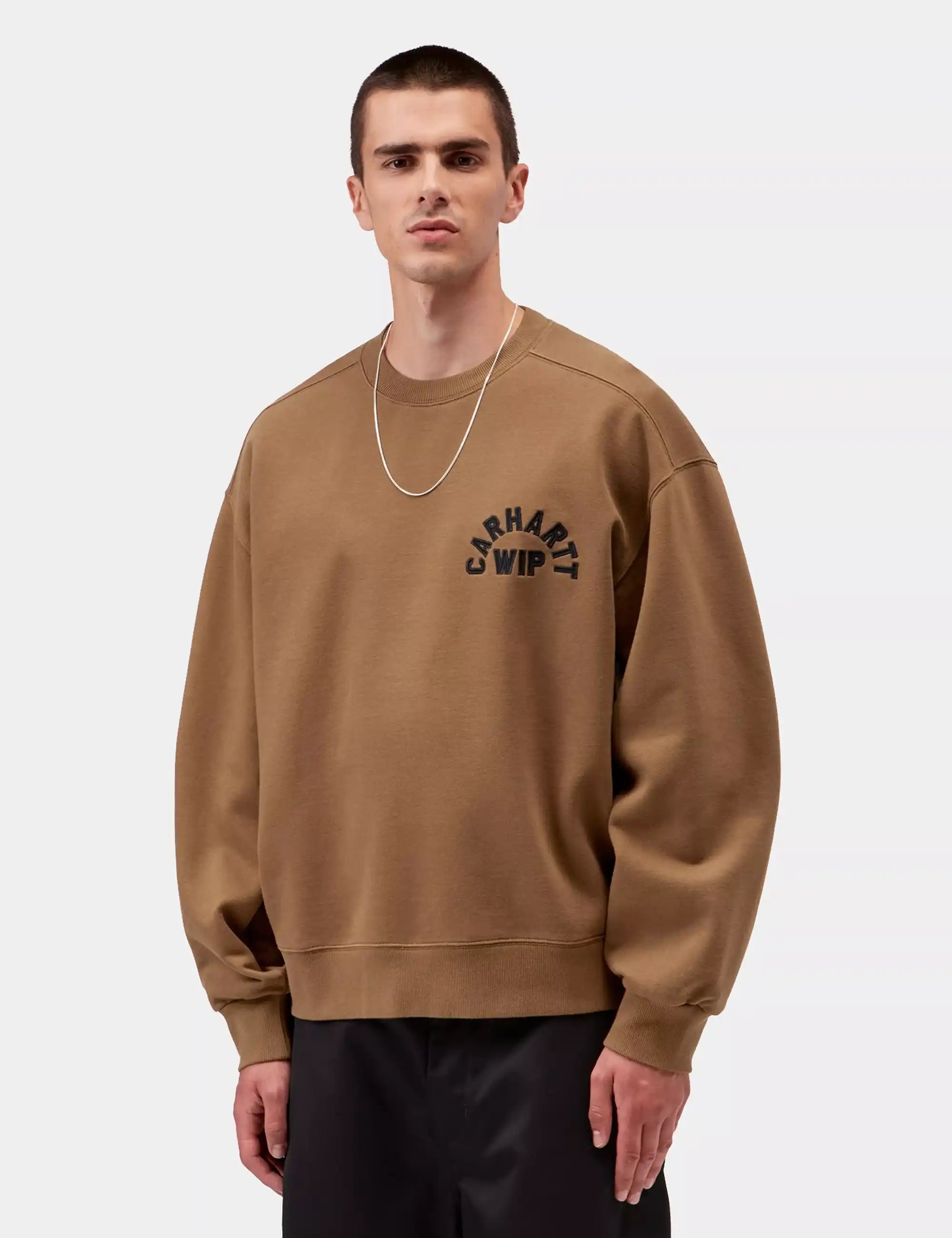 Carhartt WIP Arch Script Crew Sweatshirt - WIP H Brown/Black