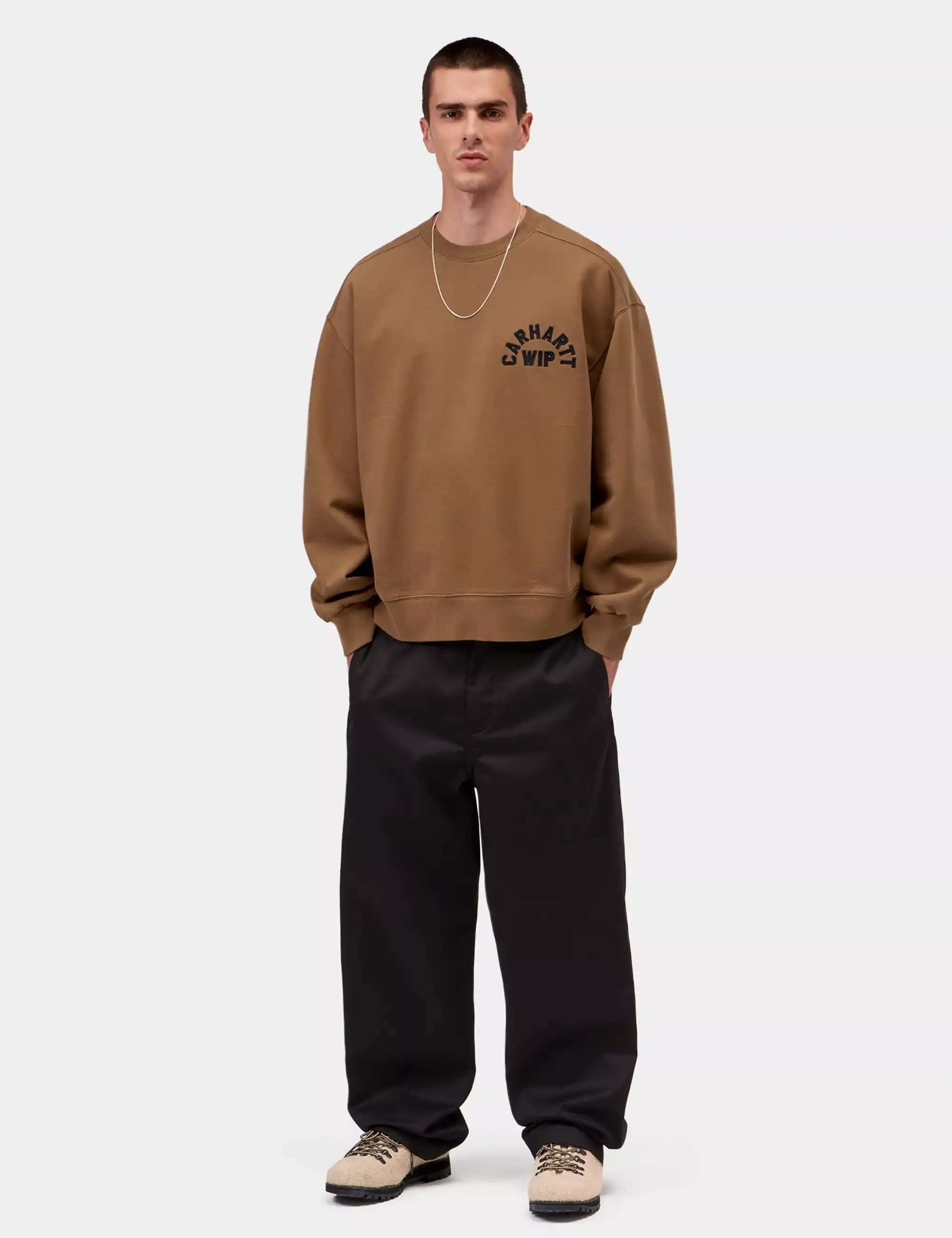 Carhartt WIP Arch Script Crew Sweatshirt - WIP H Brown/Black