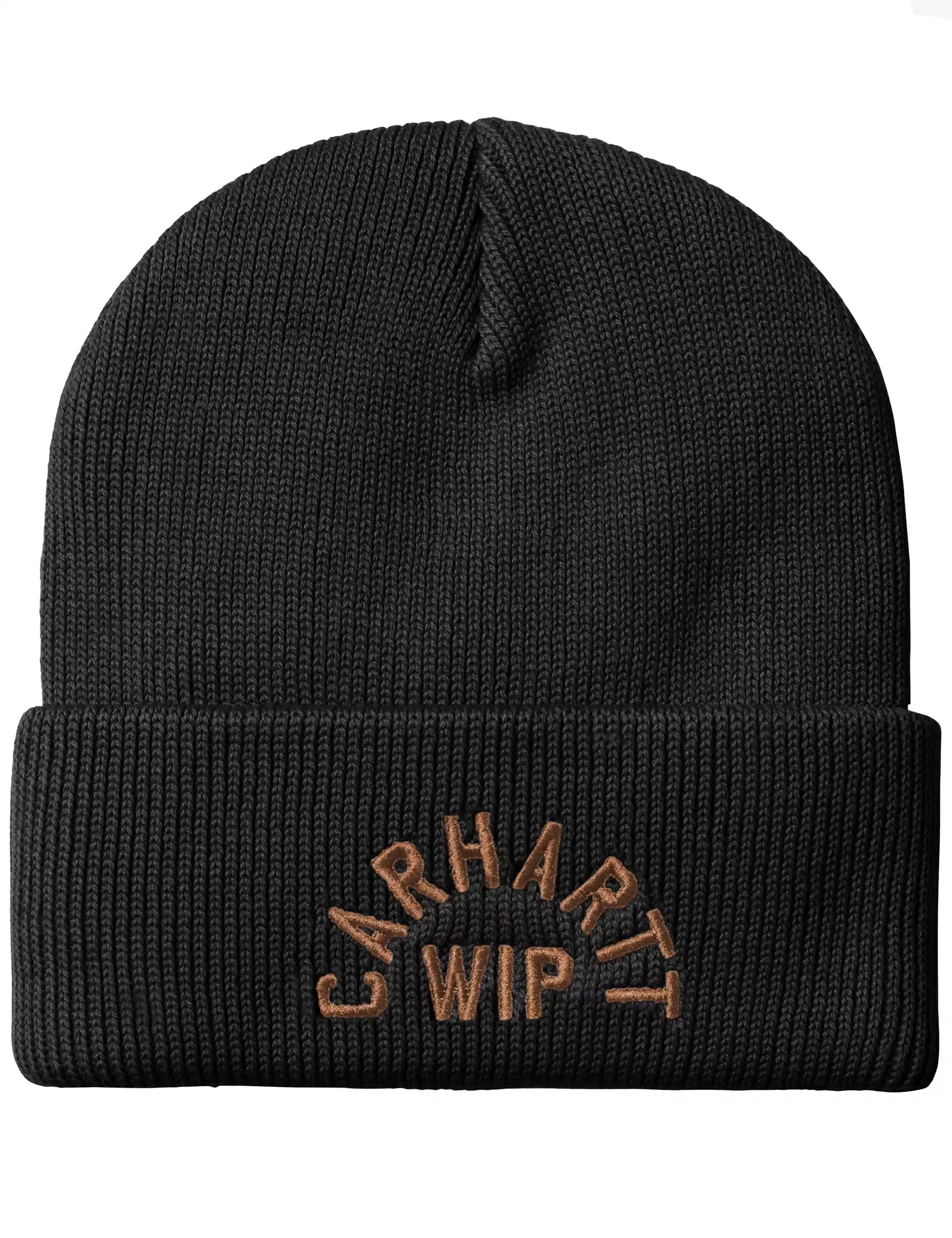 Carhartt WIP Arch Script Beanie Hat - Black/WIP H Brown