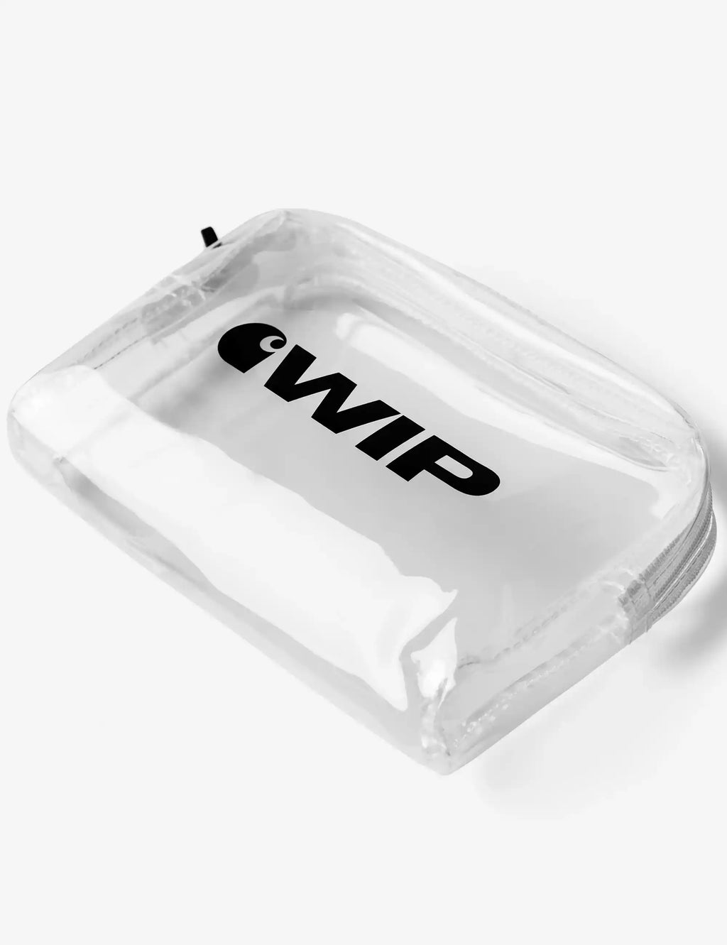 Clear WIP pouch travel case with rounded top and black zipper