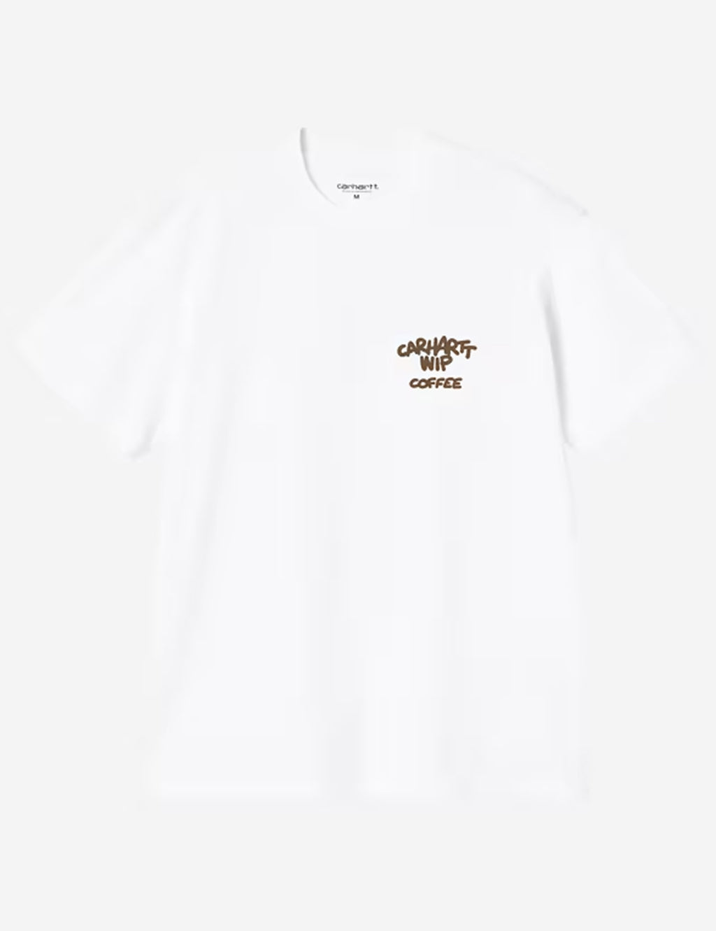 White T-shirt front chest logo: Carhartt WIP Coffee, crew neck
