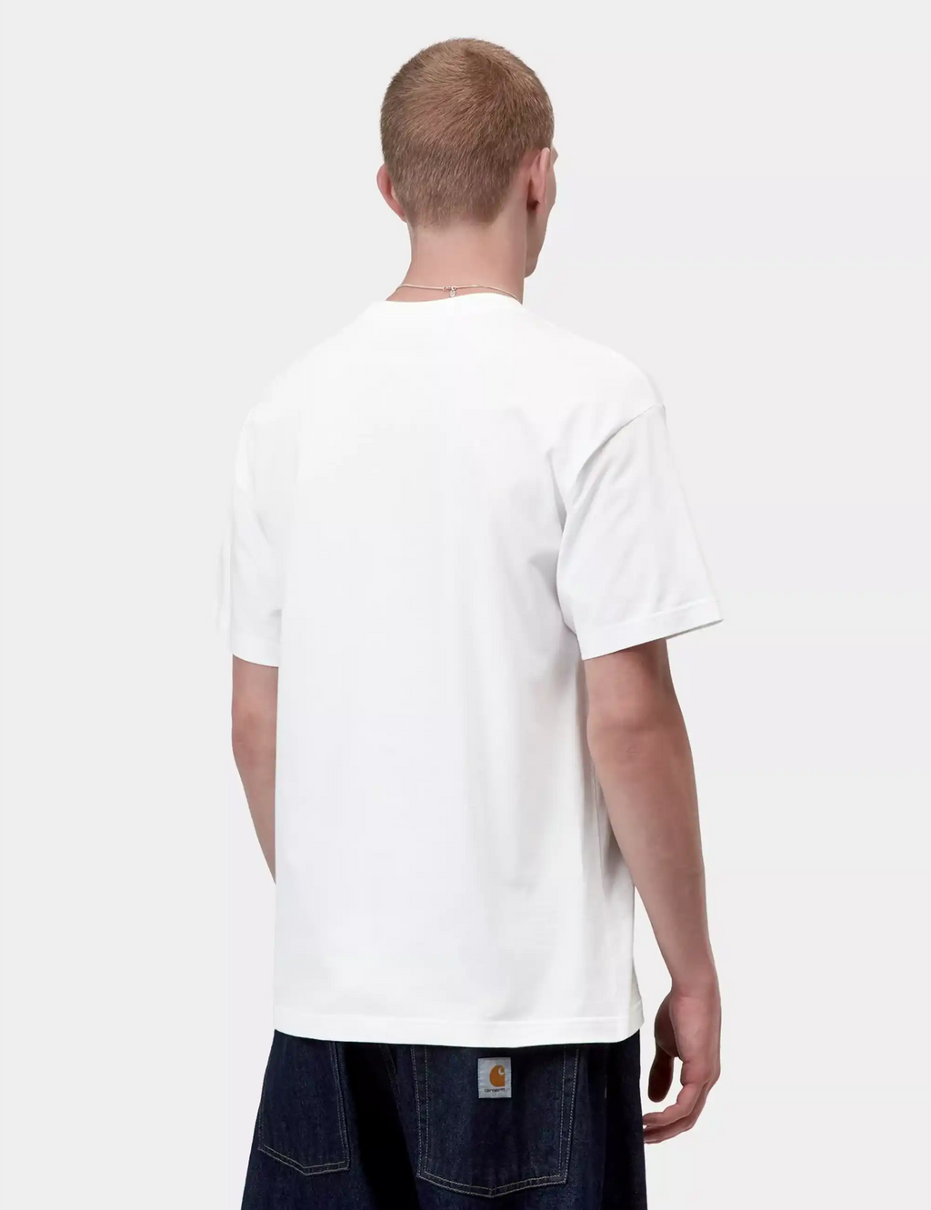 White Carhartt graphic T-shirt, back view, short sleeves