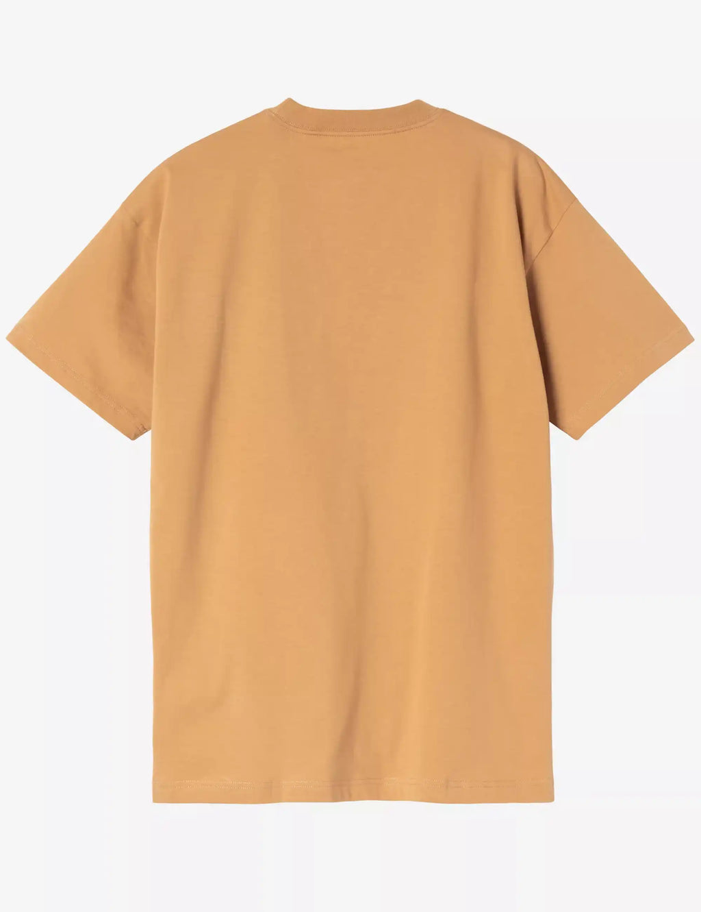 Column T-shirt in dusty tan, back view with crew neck and short sleeves
