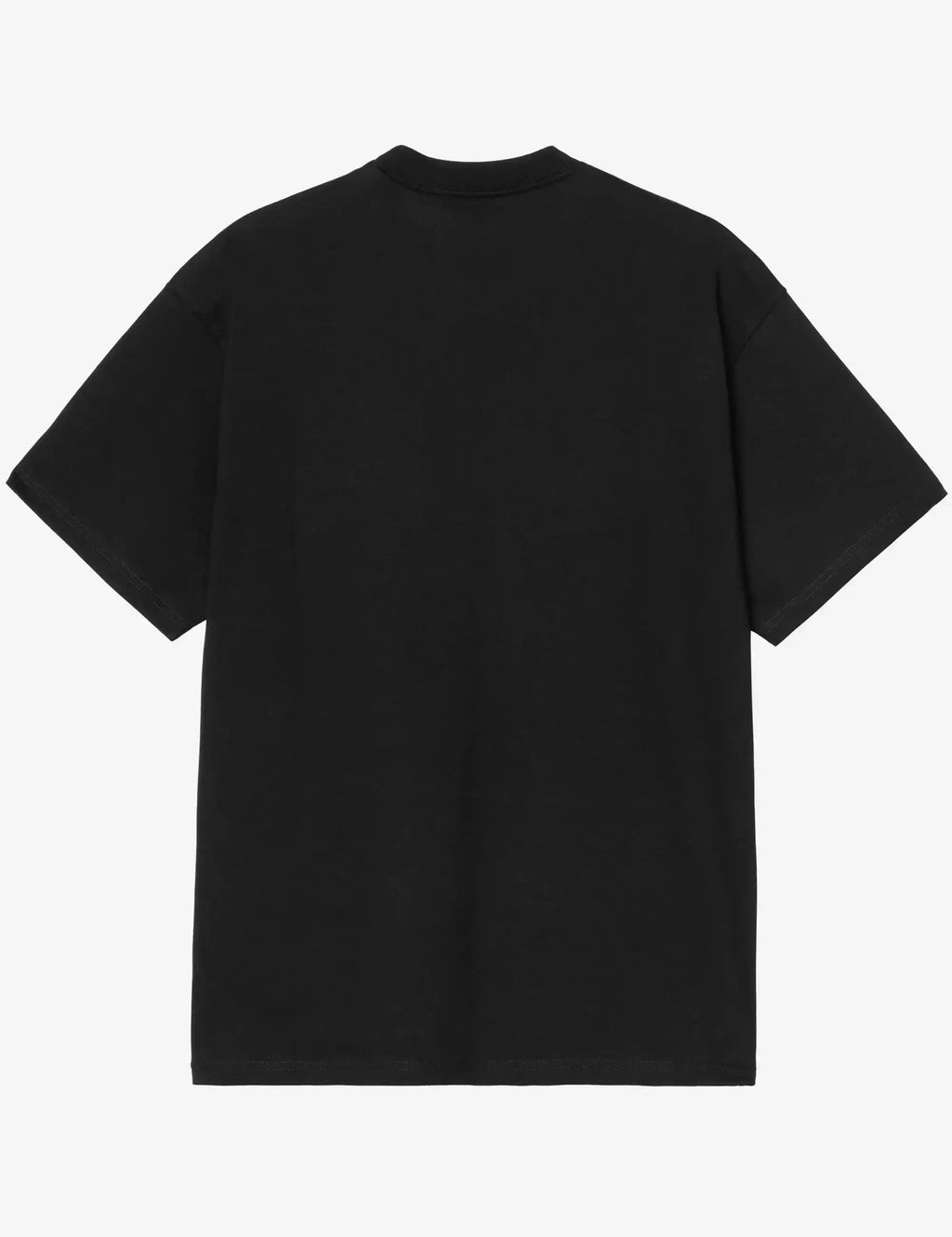 Black crew-neck T-shirt with short sleeves, plain front