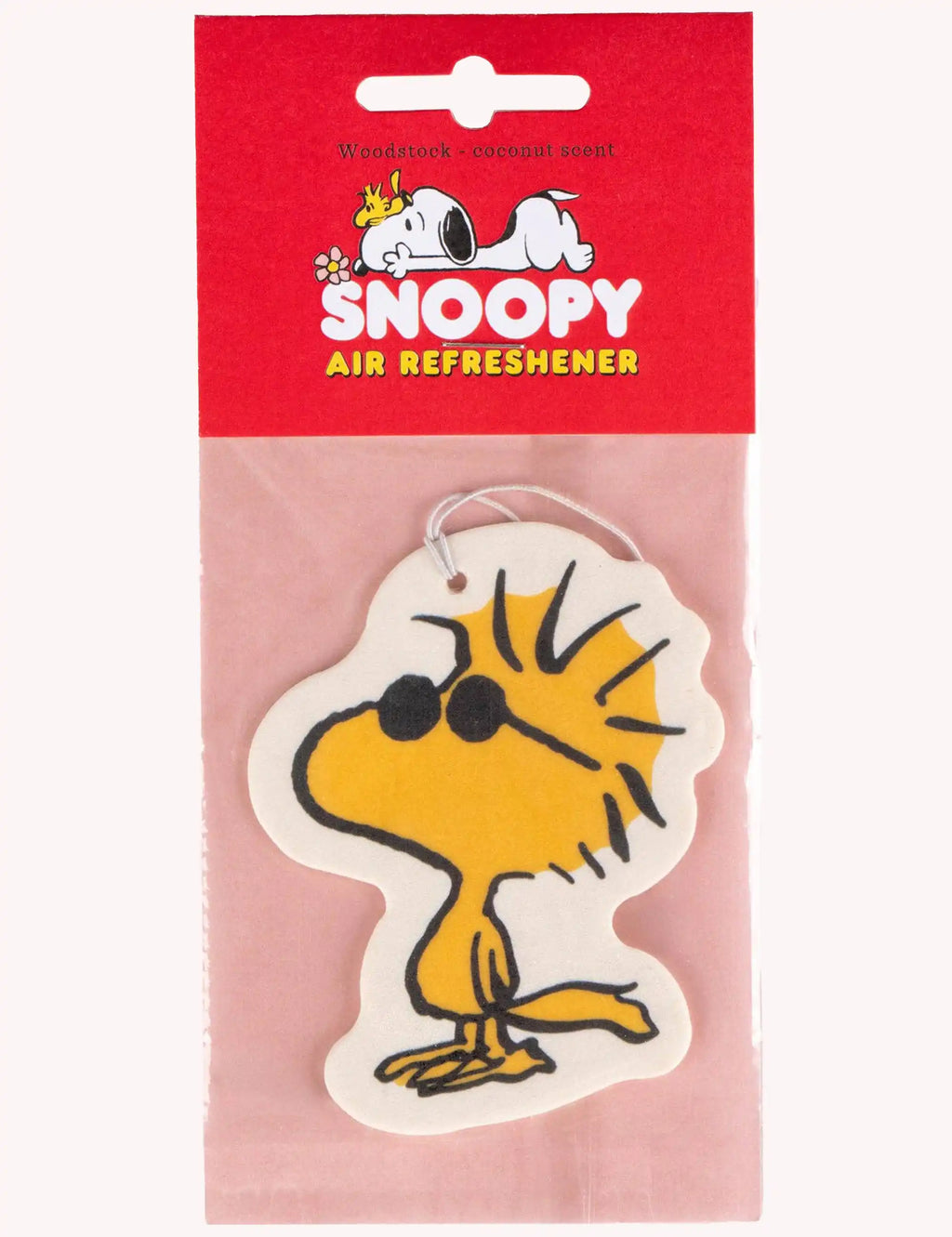 Air refreshener card with Snoopy and Woodstock graphic