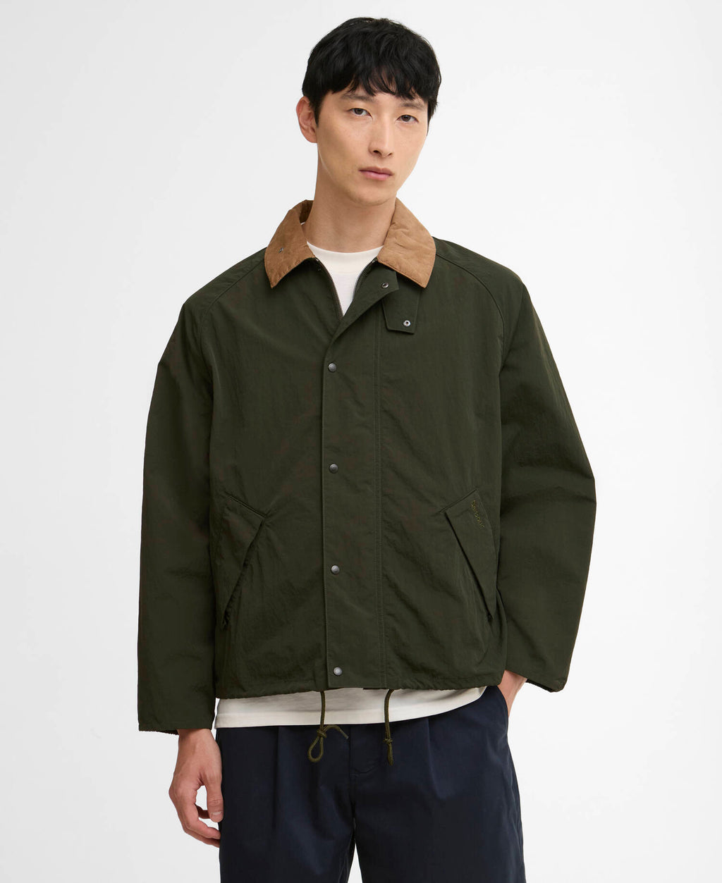 Barbour Transport Nylon Casual Jacket in Sage, front view