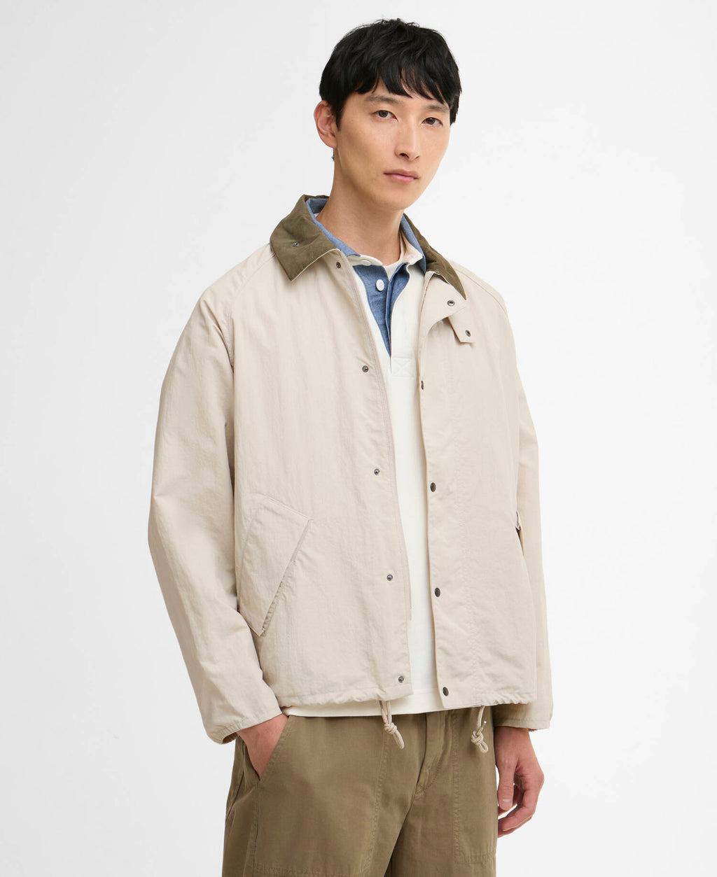 Barbour Transport Nylon Casual Jacket in Mist, front view