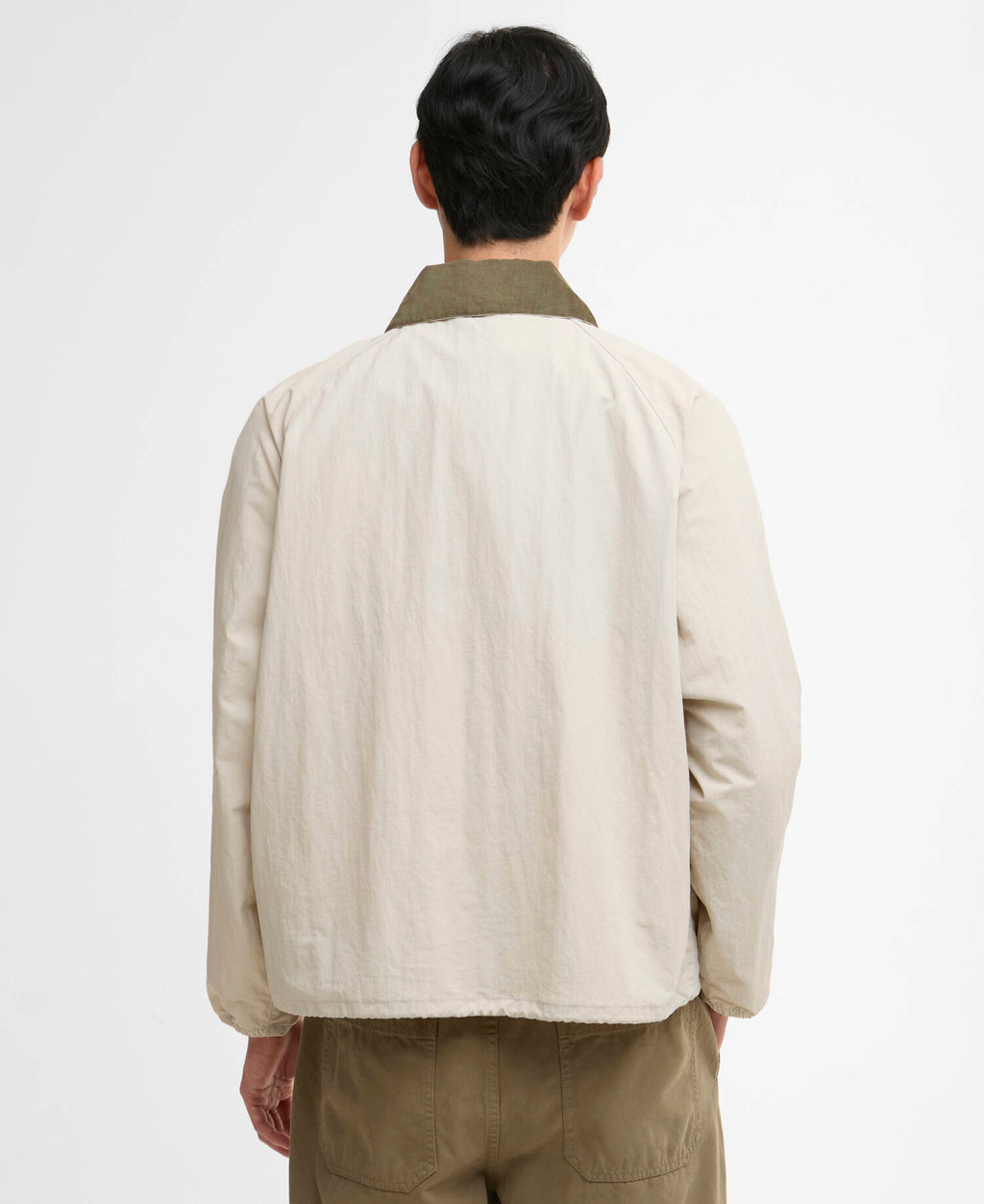 Barbour Transport Nylon Casual Jacket in Mist, rear view