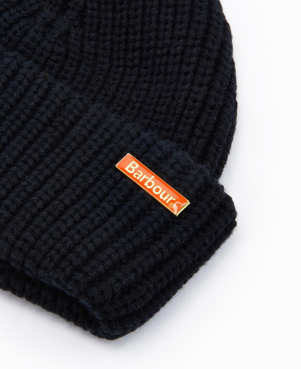 Barbour Mosely Beanie Hat in Black, flat lay