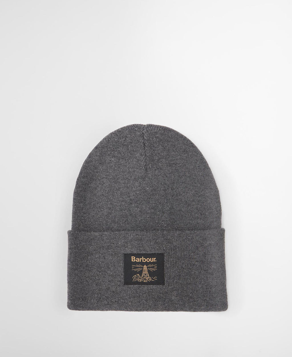 Barbour Harton Beanie Hat in Charcoal, front view