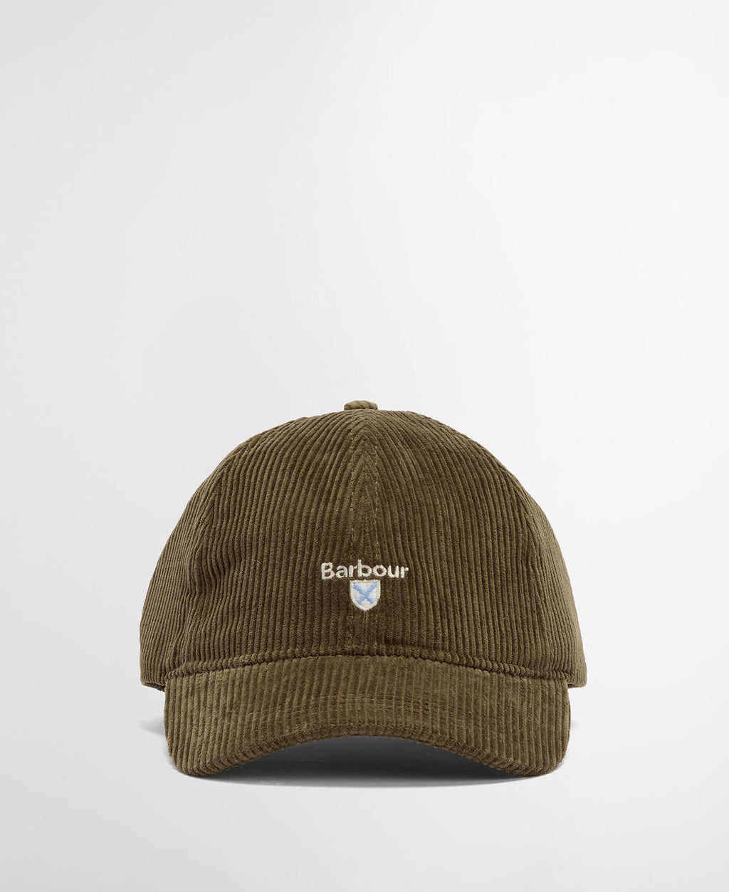 Barbour Preston Cord Cap in Olive, worn