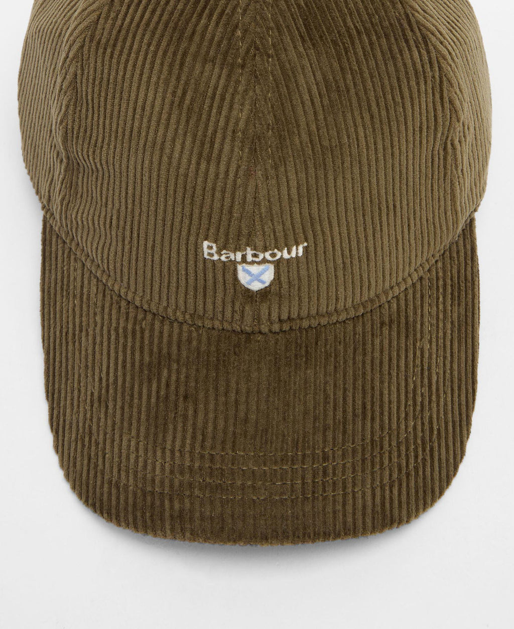 Barbour Preston Cord Cap in Olive, detail