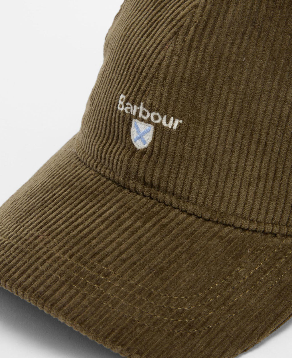 Barbour Preston Cord Cap in Olive, detail