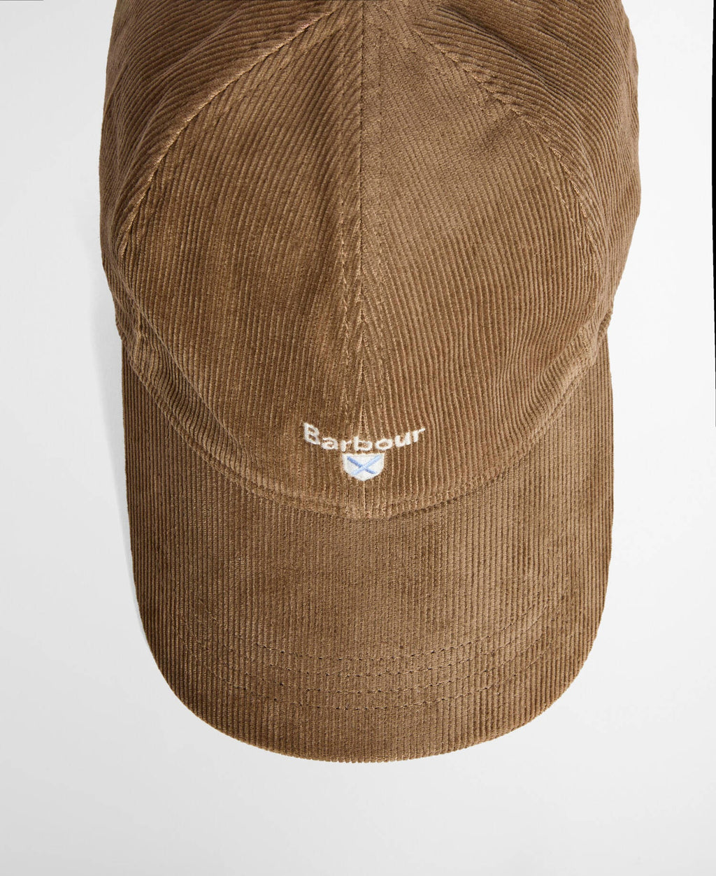 Beige cord cap with embroidered Barbour logo on back