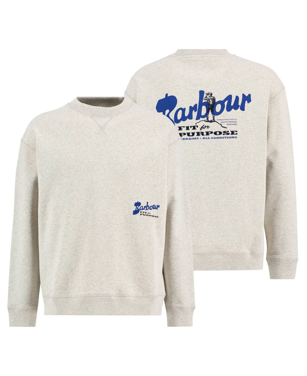 Barbour Blythe Crew Neck Sweatshirt in Neutral Marl, flat lay