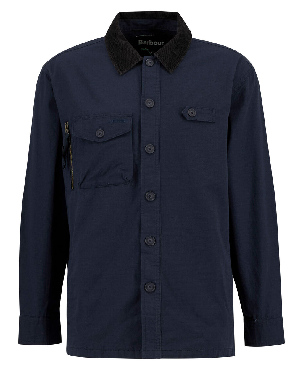 Barbour Endurance Ripstop Overshirt in Navy, flat lay
