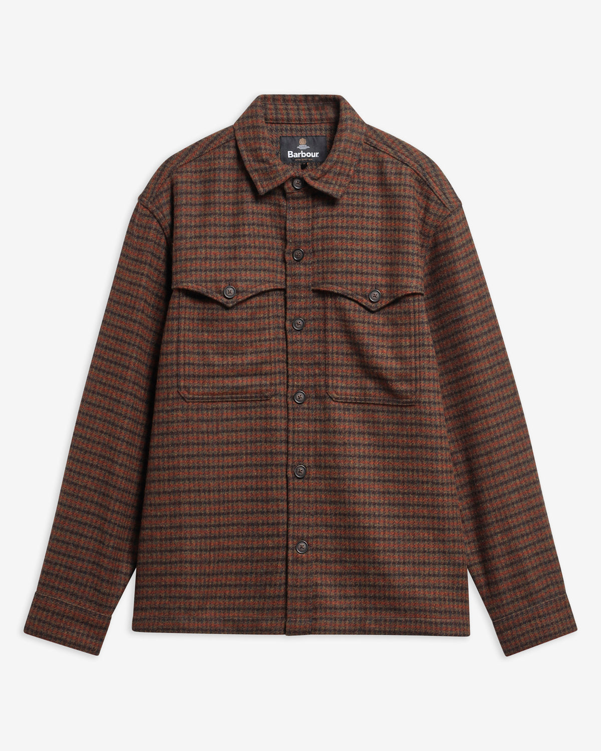 Barbour Hatfield OS Houndstooth Overshirt - Chestnut