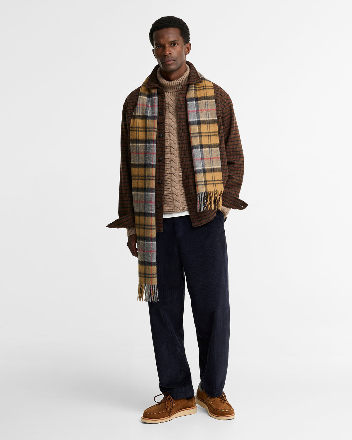 Barbour Hatfield OS Houndstooth Overshirt - Chestnut