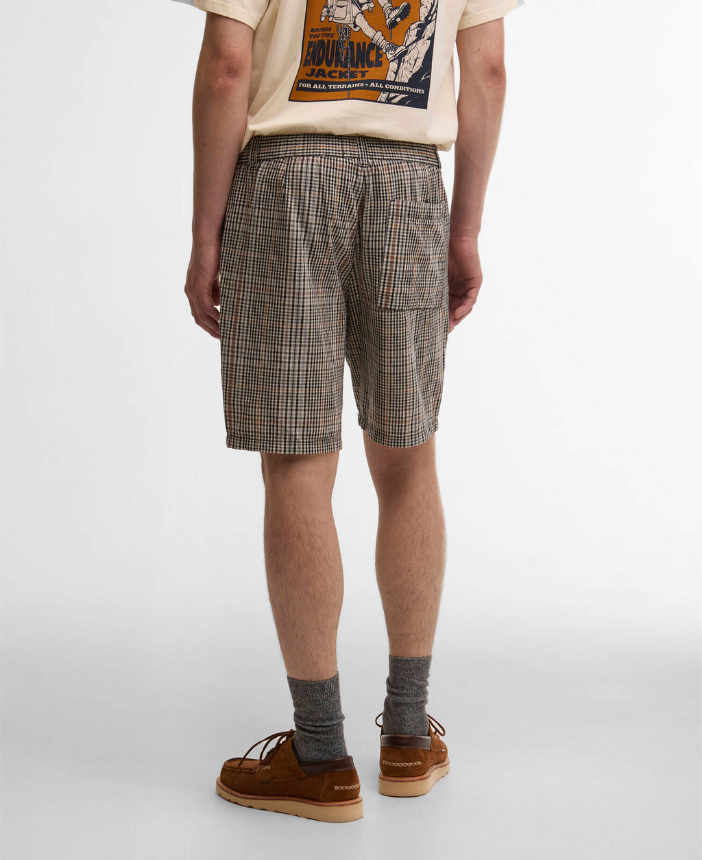 Barbour Fife Checked Short in Neutral Check, rear view